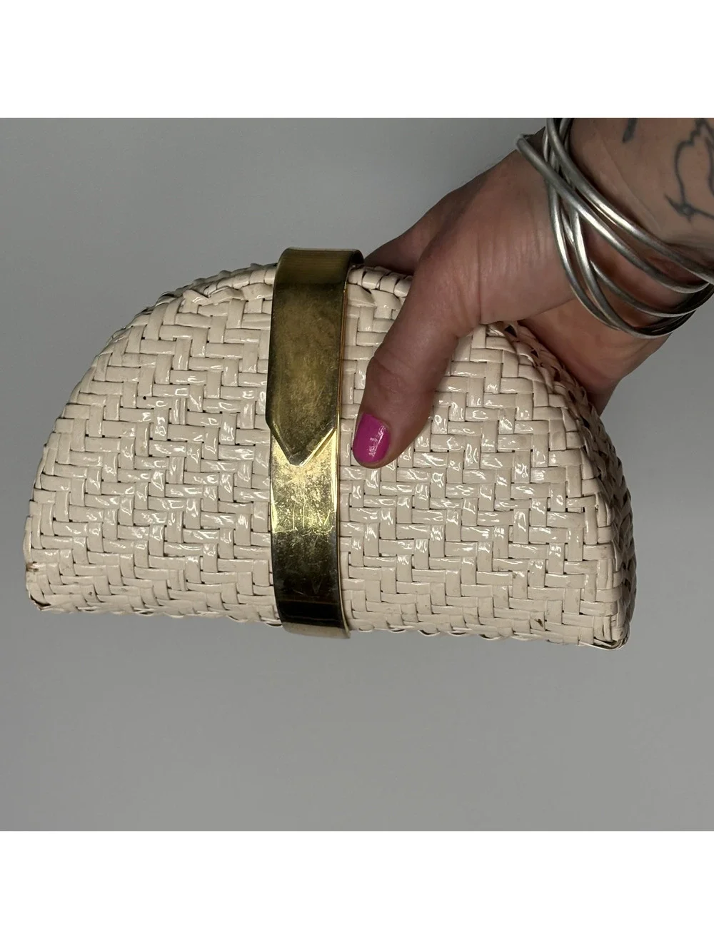 Vintage RODO Italy Woven Straw Wicker Clutch Evening Bag